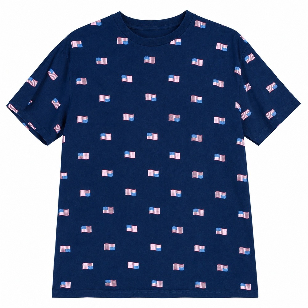 Isaac Morris T Shirt Mens XL Navy American Flag All Over Print Patriotic USA
